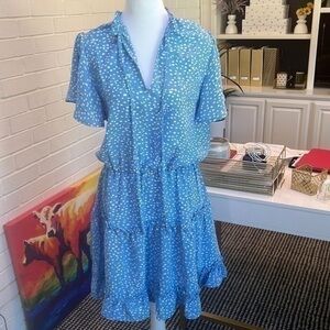 Light blue dress with white dots